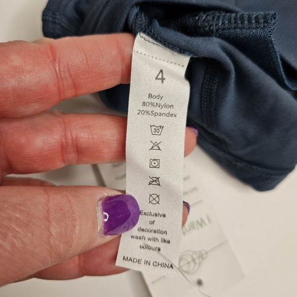 New Attitude Women's Dark Blue Green Long Line Sports Bra NWT Size 4 - Picture 3 of 9